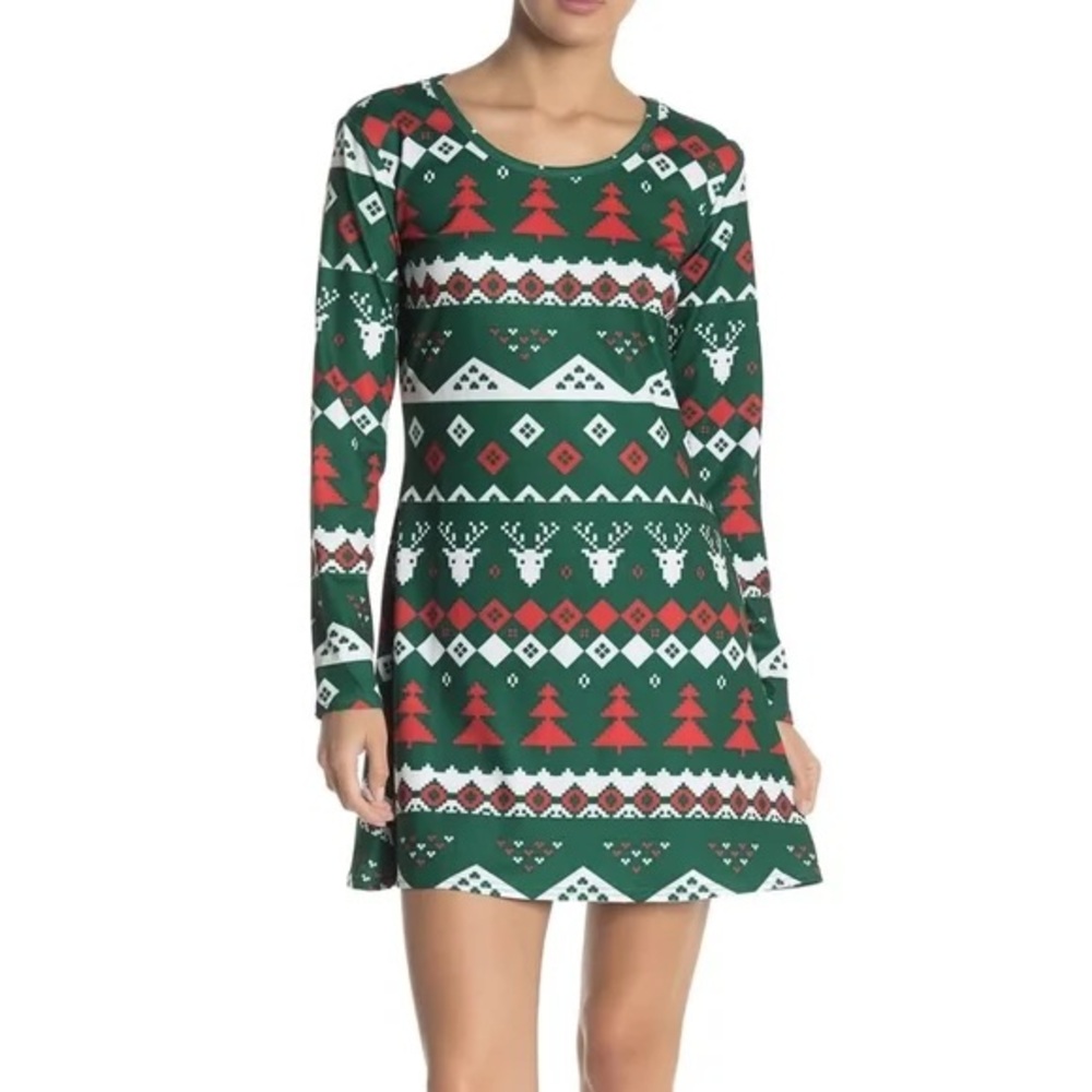 Tipsy Elves Fair Isle Holiday Dress Medium